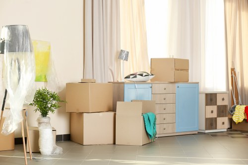 Removal van operating in Earls Court near residential flats