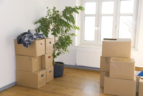 Removal team loading boxes for a flat move in Earls Court