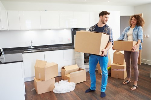 Packed boxes and removal van ready for a London relocation