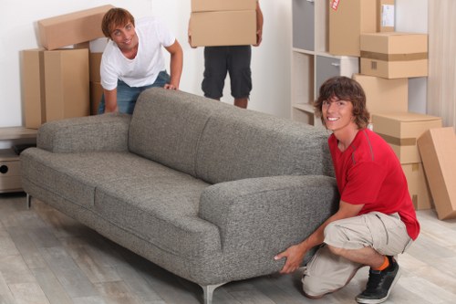 Organised packing materials and labelled boxes in a local property
