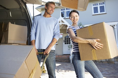 Packed student belongings ready for collection in Earls Court